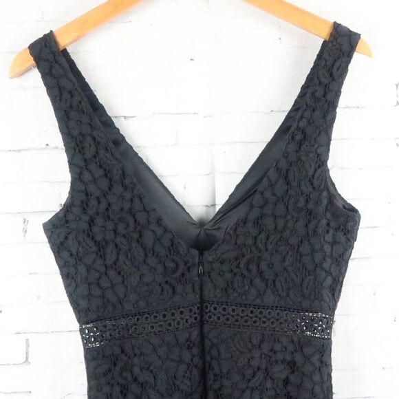 BARDOT BLACK DEEP V NECK SLEEVELESS LACE OVERLAY ANKLE LENGTH DRESS SIZE 4 - Picture 10 of 14
